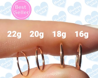 Thin Rose Gold Hoops Rose Gold Nose Hoop Rose Gold Nose Ring Nose Piercing Septum Ring Small Rose Gold Hoop Earring 16g 18g 20g 22g Nasen