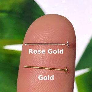 TINY Diamond Nose Stud 20 Gauge Nose Ring L Shape Nose Ring Rose Gold Nose Studs Nose Piercing Body Jewelry Gold Nose Ring Piercing