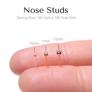 TINY Micro Ball Nose Bone Sterling Silver Gold Rose Gold Nose Stud Minimalist Jewelry