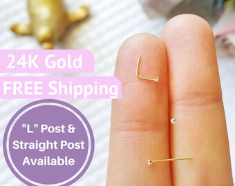 1mm Nose Stud 24k gold nose stud tiny diamond nose stud nose ring nose stud nose ring 1mm nose stud diamond micro small nose stud gold tiny