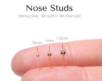TINY Ball Nose Stud Gold Nose Stud Sterling Silver Nose Stud Rose