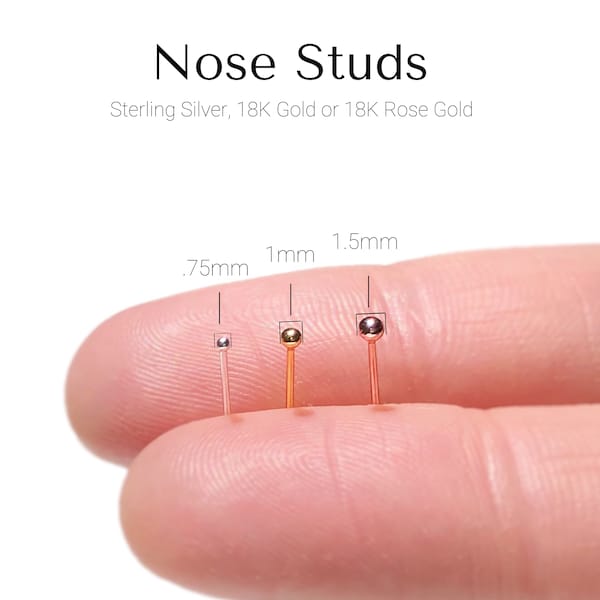 TINY Ball Nose Stud Gold Nose Stud Sterling Silver Nose Stud Rose Gold Nose Ring Tiny Nose Ring Gold Nose Ring Tiny Nose Stud Ball Nose Stud
