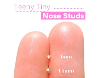 24K Gold MICRO Nose Stud Diamond Gold Nose Stud 22g Nose Stud Gold Nose Ring Nose Studs Tiny Nose Rings and Studs Small Nose Stud L Shaped