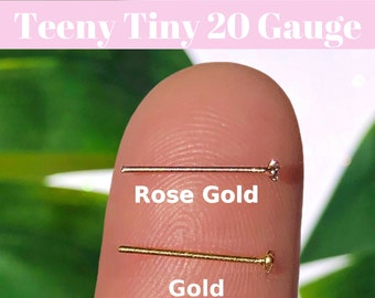 TINY 20 Gauge Nose Stud L Shaped Nose Ring 22g 20g 18g Nose Stud Diamond Nose Piercing Rose Gold Nose Ring Minimalist Nose Stud