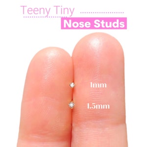 24K Gold MICRO Nose Stud Diamond Gold Nose Stud 22g Nose Stud Gold