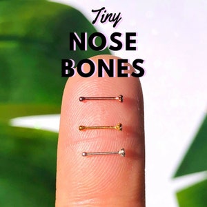 MICRO 1mm Nose Bone Piercing Sterling Silver 18K Rose Gold 18K Dainty Jewelry