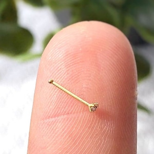 TINY 24K Gold Diamond Nose Stud Nose Ring Tiny Nose Stud Gold Nose Stud 1mm Nose Stud Nose Bone 22g Diamond Nose Stud Gold Nose Ring Diamond