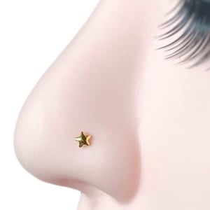 TINY 22g Star Nose Ring in Gold & Silver 1mm Nose Stud Gold Nose Pin