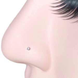 MICRO 1mm Rose Gold Nose Stud 18g Nose Stud, Small Nose Stud, Gold Nose Ring, Diamond Studs, Tiny Nose Ring, Micro Nose Stud, Rose Gold Stud