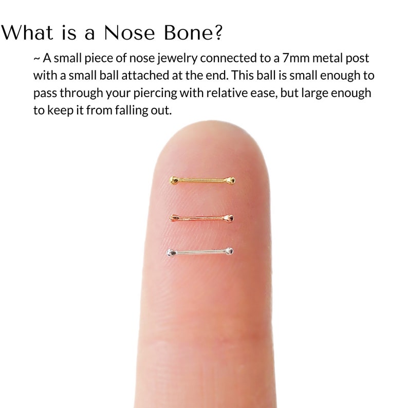 TEENY TINY Ball Nose Stud, Goujon de nez de calibre 22, Micro Nose Stud Bone, .75mm, | Post