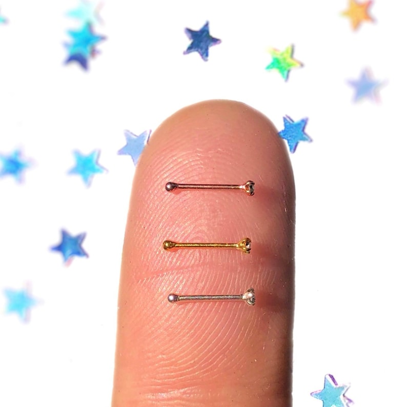 TINY Nose Stud Micro Nose Ring Stud Nose Rings Diamond Nose Stud Small Nose Stud 1mm Nose Stud Micro Nose Stud Nose Piercing 1mm Nose Bone image 1