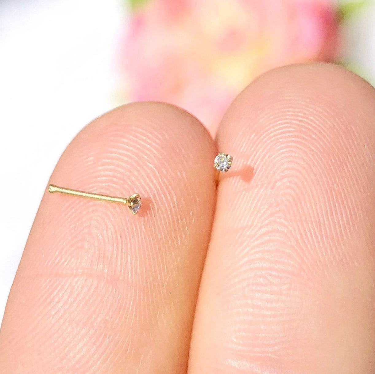 TINY Gold Nose Ring Stud Nose Piercing L Shaped Nose Ring Stud - Etsy