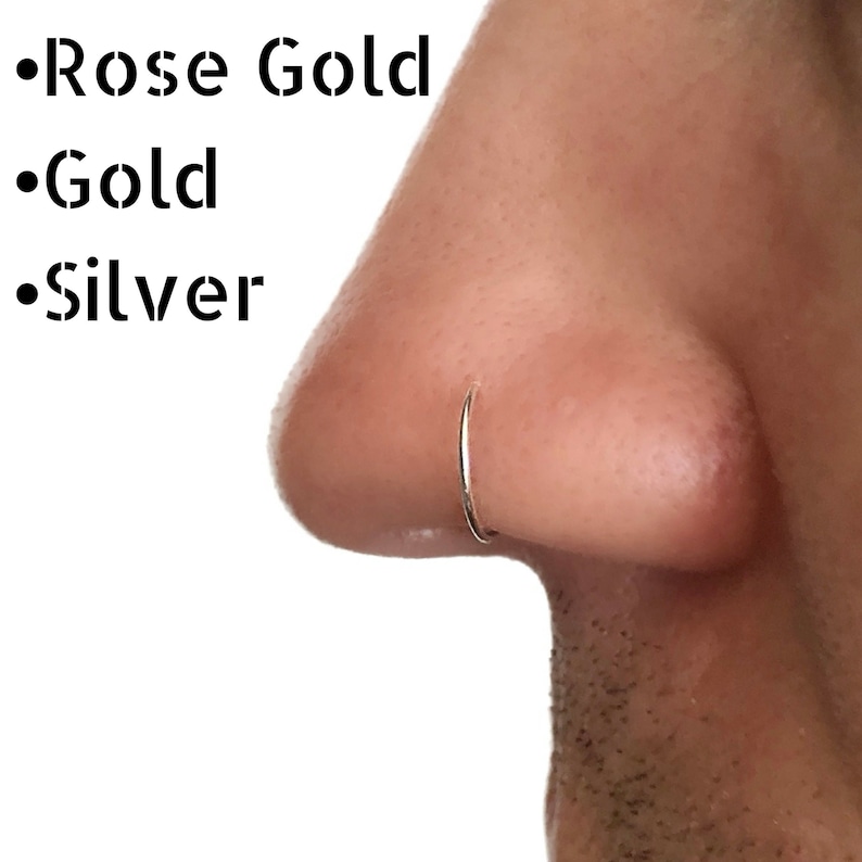 Unisex Nose Piercing Unisex Earrings Nose Hoops 20g 22g Nose Sterling Silver Nose Ring Unisex Nose Ring 20 Gauge Hoop For Men Guys Earring image 1