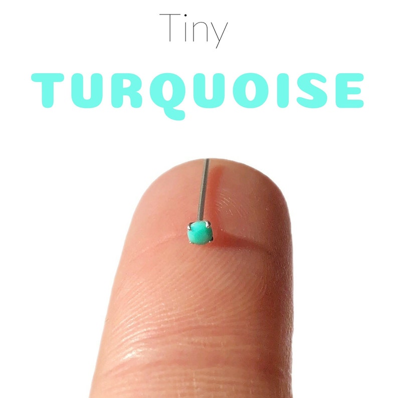 TINY Turquoise Silver Nose Stud Nose Piercing Turquoise Nose Ring Small Nose Stud Tiny Nose Ring Sterling Silver Nose Stud Turquoise image 6