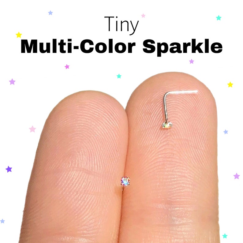 1mm MICRO Diamond Nose Stud Nose Ring L Shape Nose Stud Small Nose Stud 1mm Nose Ring Barely There Nose Ring CZ Diamond Nose Stud L Shaped image 4