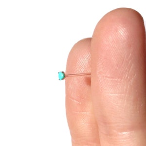TINY Turquoise Silver Nose Stud Nose Piercing Turquoise Nose Ring Small Nose Stud Tiny Nose Ring Sterling Silver Nose Stud Turquoise image 4