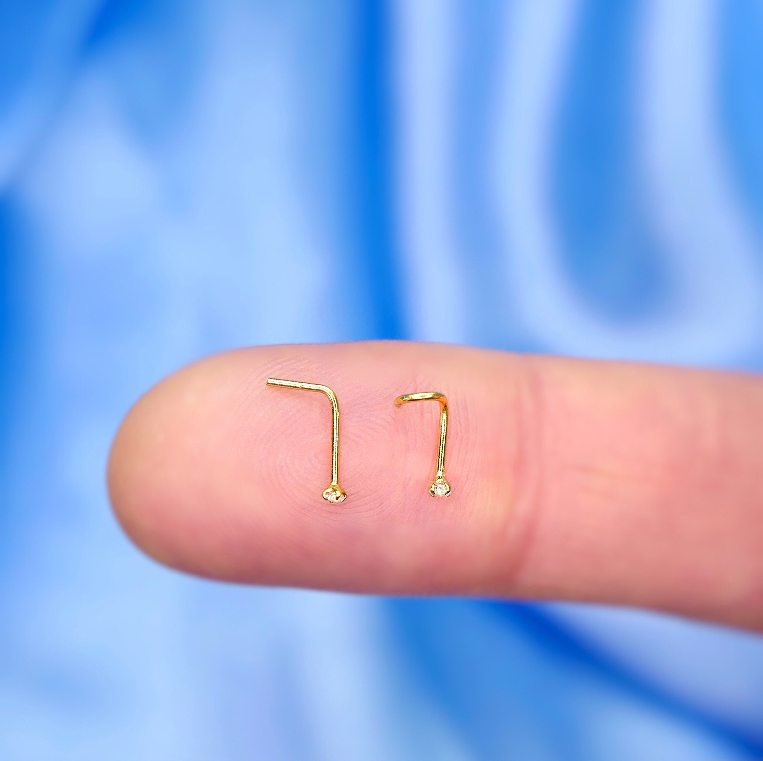 TINY 24K Gold Nose Stud Rose Gold Small Nose Ring Diamond Nose Etsy