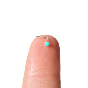 TINY Turquoise Silver Nose Stud Nose Piercing Turquoise Nose Ring Small Nose Stud Tiny Nose Ring Sterling Silver Nose Stud Turquoise image 5