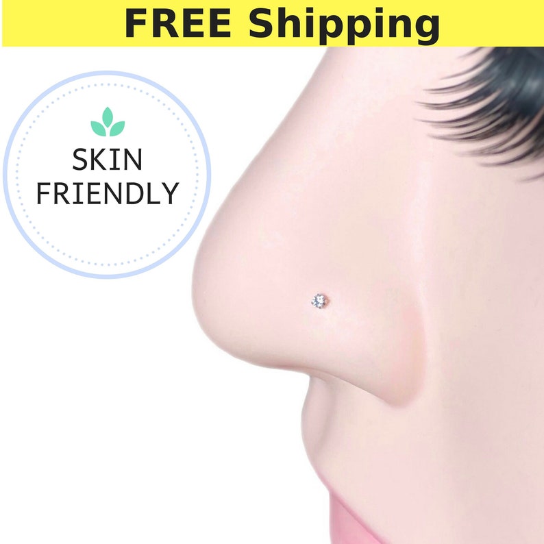 TINY Nose Stud Micro Nose Ring Stud Nose Rings Diamond Nose Stud Small Nose Stud 1mm Nose Stud Micro Nose Stud Nose Piercing 1mm Nose Bone image 4