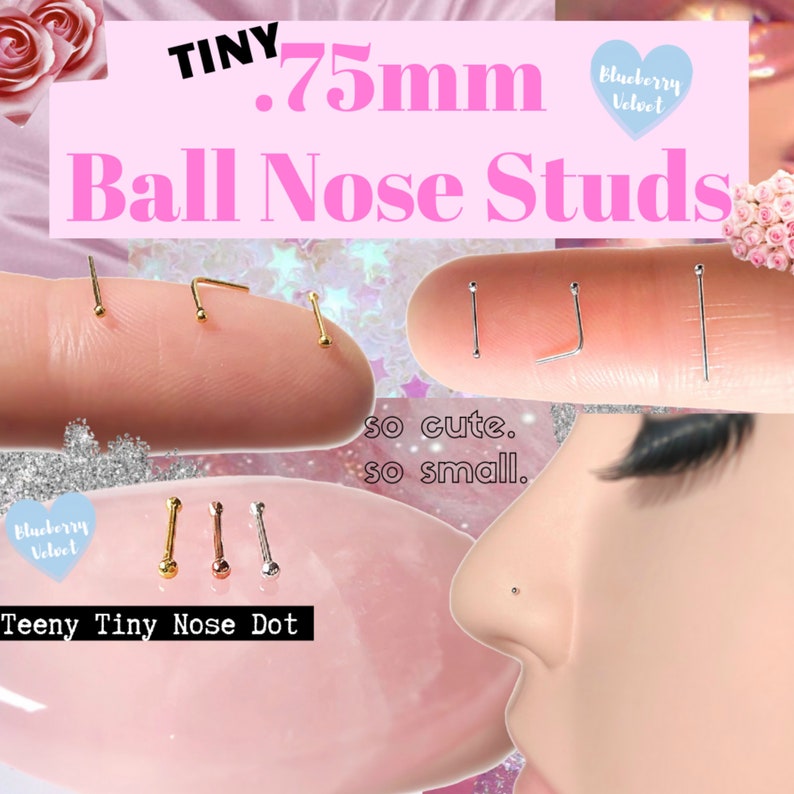 TEENY TINY Ball Nose Stud, 22 Gauge Nose Stud, Micro Nose Stud image 7