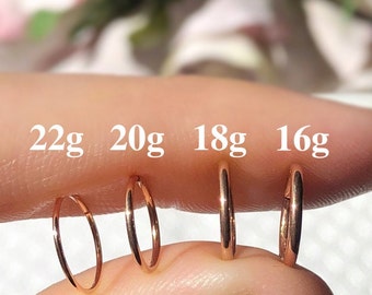 Thin Rose Gold Hoops Rose Gold Nose Hoop Rose Gold Nose Ring Nose Piercing Septum Ring Small Rose Gold Hoop Earring 16g 18g 20g 22g Nasen