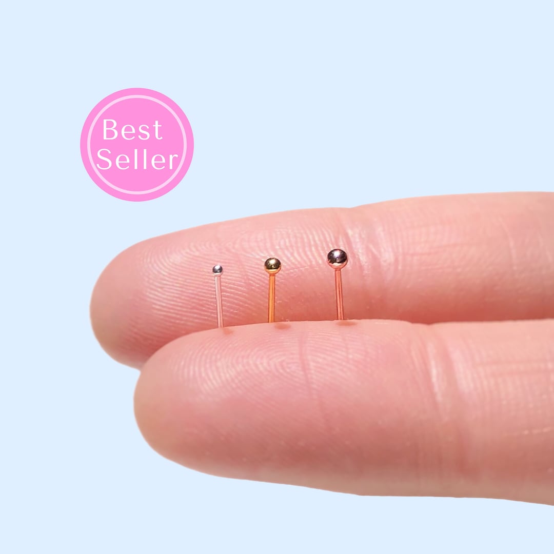 TINY MINIMALIST Nose Stud Ball Nose Ring 22g Nose Stud L Shaped Post