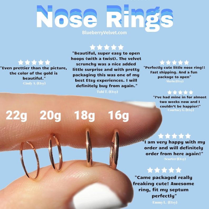 Unisex Nose Piercing Unisex Earrings Nose Hoops 20g 22g Nose Sterling Silver Nose Ring Unisex Nose Ring 20 Gauge Hoop For Men Guys Earring image 3