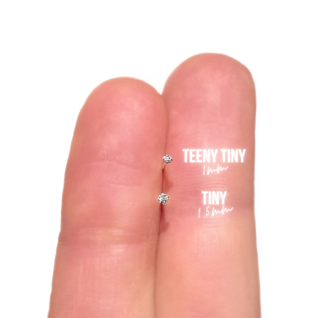 22g 20g 18g TINY Nose Stud 1mm Sterling Silver Nose Stud Nose Ring Small L Shaped Diamond Nose
