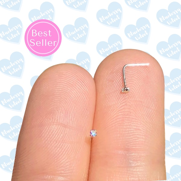 TINY Diamond Nose Stud Small Nose Ring Tiny Crystal Nose Stud 1mm Nose Stud Tiny Nose Ring Silver Cubic Zirconia Stud Gold Diamond Nose Ring