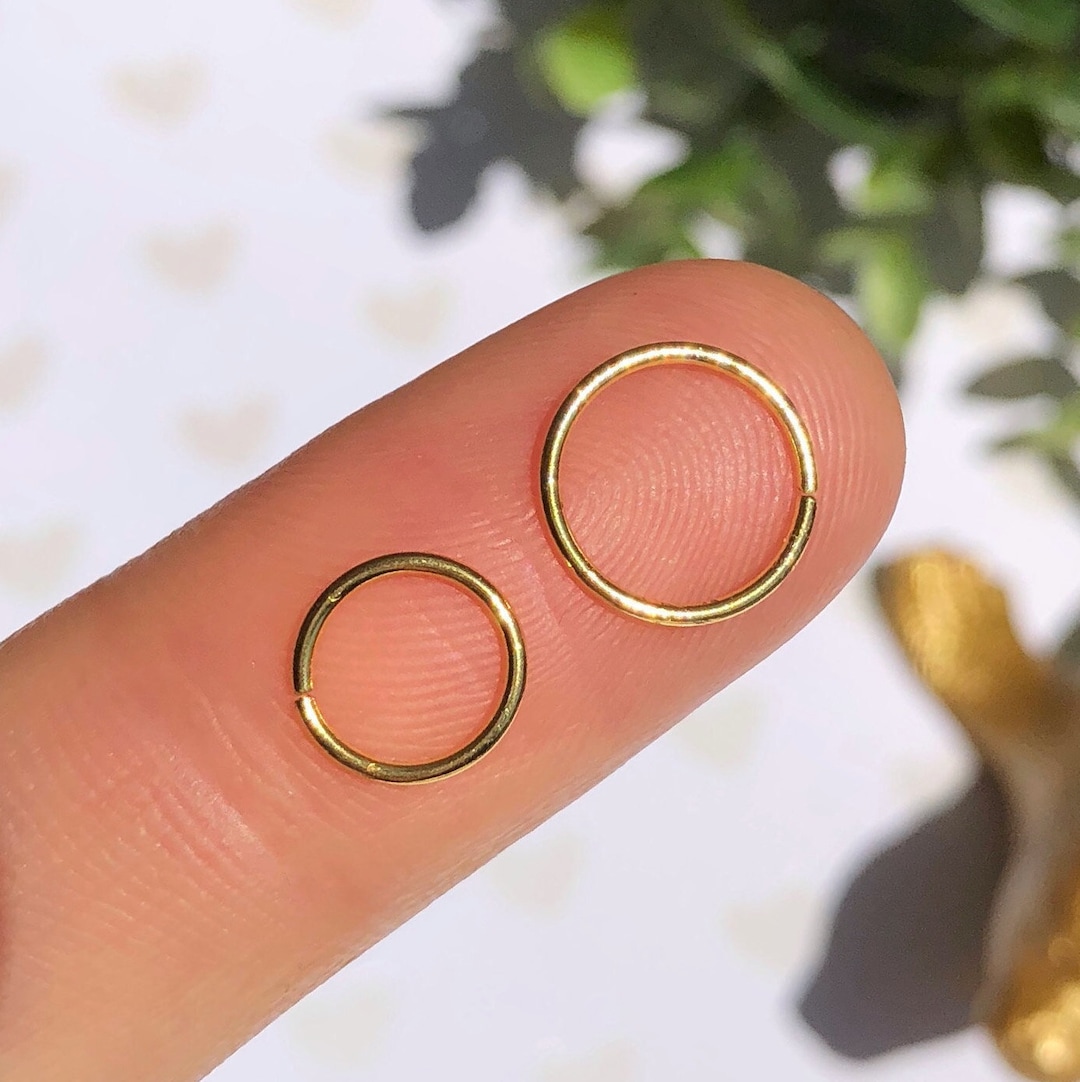 18K 20g Nose Ring, Seamless Nose Ring, Gold Seamless Nose Ring, 20g
