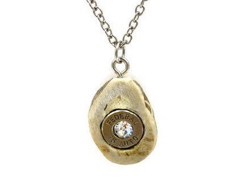 45 Caliber Nickel Deer Antler Bullet Necklace with Swarovski Crystals Deer Antler Necklace Bullet Necklace