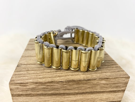 Bullet Bracelet Caliber Brass With Sueded Leather Ammo