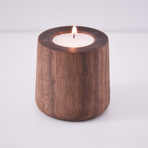 Small Tea Light Candle Holder, Crafted from Walnut, small wooden candle holder, timber candle vessel, Christmas gift, made in Australia