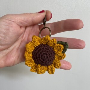 Handmade crochet Sunflower Keyring/keychain/Handbag Charm