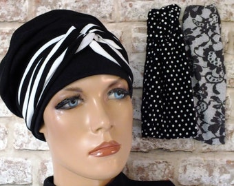 3  in 1 Jersey Hat Head wear ,fully lined for hair loss, Cancer, Chemo, Leukaemia (Georgie)