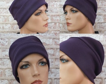 Slouchy jersey beanie, twee lagen met volledige voering en verstelbare band