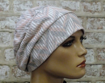 jersey hat , fully lined slouchy headwear for hair loss, chemo, cancer (Hallie)