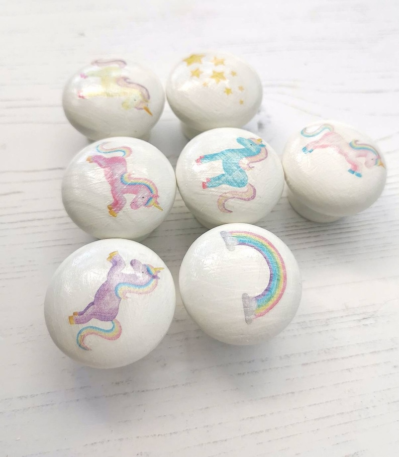 Pastel Unicorn Drawer Knobs. 40mm Handmade Door Handles With Etsy UK