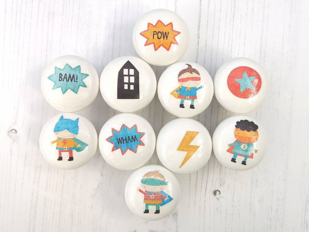 Superhero Drawer Knobs. 40mm Wooden Door Knobs With Super Hero Etsy