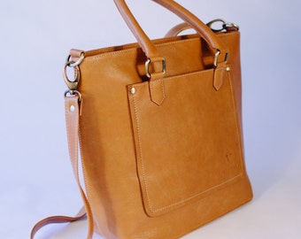 Bolso de hombro de cuero marrón