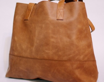 Brown Full Grain Leather Tote