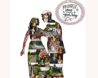 Mr and Mrs Love Valentines Wedding Gift  Photo Collage Memory Birthday Unique Customised Print A3