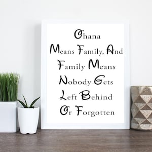 Disney Quotes Disney Wall Art Disney Prints Ohana Means Family And Family Means Nobody Gets Left Behind