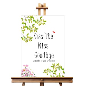 Personalised kiss the miss goodbye style keepsake | bachelorette / bridal party or shower | hen party favours | bride to be hen do