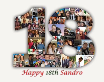 18歳 21歳 30歳 40歳 50歳の誕生日写真コラージュ記念日特別な誕生日ユニークなA3プリント