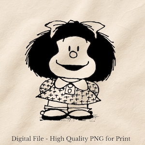 Mafalda Cutting file, Jpg Png SVG, DXF, EPS, for Cricut & Silhouette, plotter historieta argentina