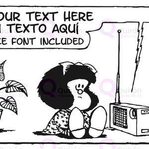 Mafalda, Jpg Png SVG, DXF, EPS, para Cricut y Silhouette, plotter, Mafalda con frase personalizada diy