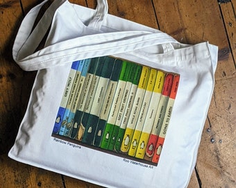 Rainbow Penguins: 100% Cotton Tote Book Art Bag