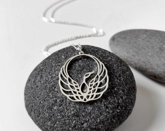 Phoenix Bird Necklace in gold or silver | Phoenix Charm | Friendship Gift | Bestie Gift | Phoenix Art | Nature Pendant | Delicate Phoenix