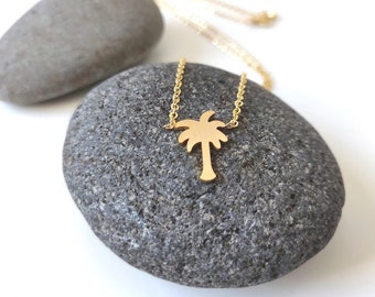 Collar con dije de palmera/colgante tropical, joyería de playa